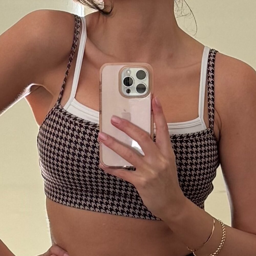 YPB Brown Houndstooth Sports Bra- Free Shipping